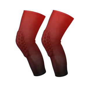 AMmao 다크 레드 블랙 그라디언트 스포츠 무릎 패드 청소년 배구 농구 긴 다리 소매 브레이스 압박 레슬링 남자 여자 축구 댄스 요가용