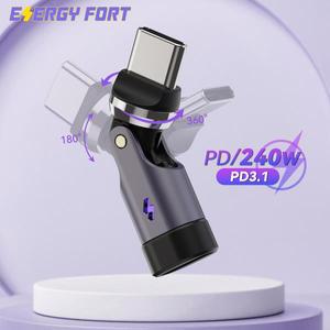 USB C 연장 어댑터 240W 케이블 540도 회전 타입 수-암  맥북  샤오미 호환  삼성 OTG 커넥터용
