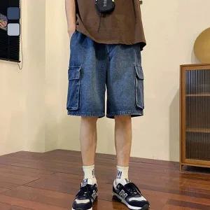 [하프클럽/]여름 남자 캐주얼 카고 루즈핏 워싱 데님 반바지 DMS-JEH-SDD231