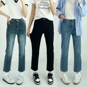 [ 품절임박 -30% ] XD-1100B/ 여성 일자 와이드 청바지 여자 스판 슬림 데님팬츠 카작녀 9부