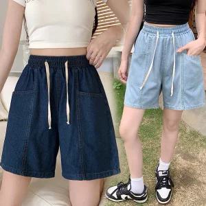 [ 품절임박 -30% ] QG-9622 / (S~5XL)빅사이즈 여성청반바지 3부 4부 허리밴딩바지 숏팬츠