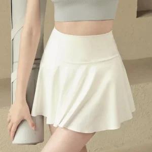 여성 스포츠 화이트 속바지 플레어 미니 스커트