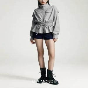 [유아몽드]유니크 캐주얼 세로 스트라이프 자켓 스트링 오버핏