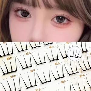 접착제 없는 초경량 속눈썹 스트립 초슬림 투명 속눈썹 간편한 스냅온 클러스터로 자연스러운 데일리 룩 연