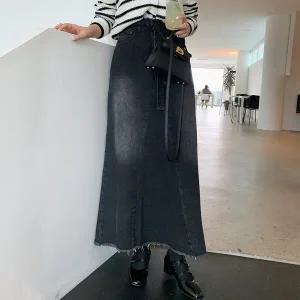 [미아마스빈]플레르 벨트 데님 스커트