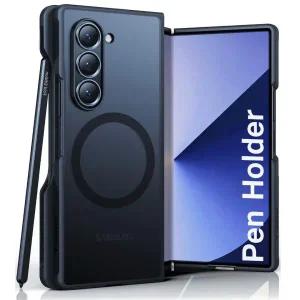 쇼크 방지 마그네틱 삼성 갤럭시 Z 폴드 6 케이스 S 펜 홀더 마그세이프 블랙