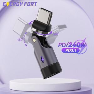 USB C 연장 어댑터 240W 케이블 540도 회전 타입 남성-여성 (맥북 호환  호환 삼성 호환 OTG 커넥터용)