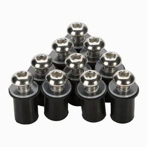 쿨보이어 10Pcs/세트 M5X15mm 모터사이클 알루미늄 페어링 나사 볼트 윈드스크린용 키트 본체 마운트 너트(실버)(44188)
