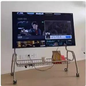 스테인리스 TV 스탠드 이동식 2단 미드센츄리 디자인 티비 모니터 거치대 43-70인치