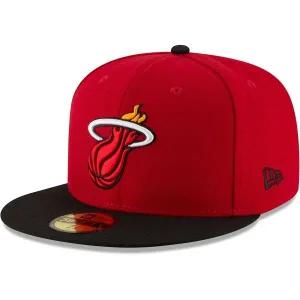 [관부가세포함] NBA 마이애미 히트 남성용 투톤 59FIFTY 피티드 캡 7.75 스칼렛