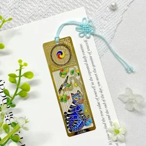 전통 한국 민화 금속 책갈피 북마크 기념품 외국인선물 까치와 호랑이 어학연수 답례품 관광품