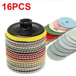 16pcs 100mm 4 인치 다이아몬드 연마 패드 키트 화강암 석재 콘크리트 대리석 사용 연삭 디스크 세트에 대