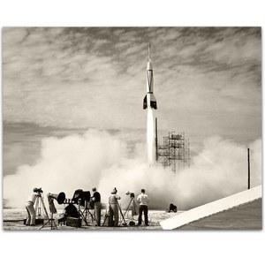 론스타 아트 천문학 포스터 - 첫 번째 NASA 로켓 비행 - 11x14 액자 없는 아트 프린트 - 암흑 학계, 천문학자 및 우주 애호가를 위한 빈티지 스페이스 월 아트