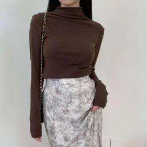 [하프클럽/]여성 데일리 앙고라 코튼 목폴라 긴팔 티셔츠