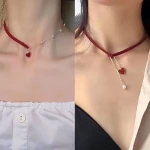 목걸이 트렌디한목걸이 커플목걸이 2종 짧은목걸 패션목걸이 하트초커 커플목걸이