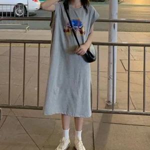 고품질 쿨샵 가벼운외출 루즈핏 민소매 롱원피스 캐주얼 (W9F2C87)