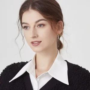 레이어드 쉬폰 이너 목 블라우스 카라 페이크 반목 터틀넥 페이크풀오버 페이크카라