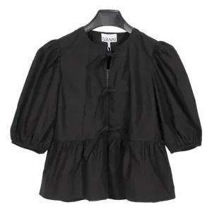 여성 CAMICIA 보우 퍼프 슬리브 페플럼 블라우스 F7364 099 BLACK [GNC116]