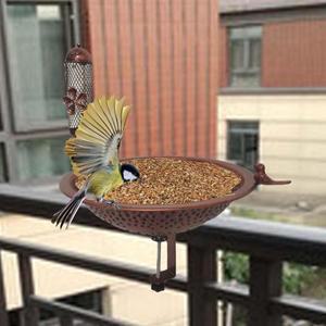야외 레일 조류 피더 스파 철 Birdfeeder 정원 장식을위한 튼튼한 목욕 그릇