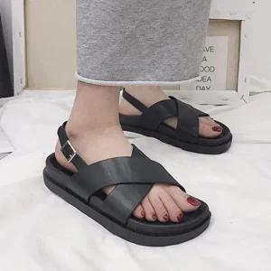 스트랩샌들 끈샌들 가을 웨지 앵글 슈즈 스트랩 플랫
