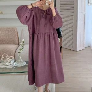 [하프클럽/]여자 벌룬 리본 임산부 큰사이즈 롱원피스