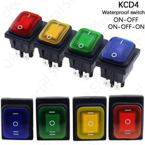 30x22 헤비 듀티 방수 로커 스위치 12V 빨간색 LED 조명 16A KCD4-201 DPST 4핀
