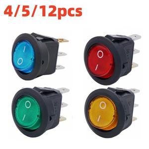 4/5/12pcs 3pin 라운드 스위치 LED 방수 컬러 로커 자동차 오토바이 보트 버스 RV에 사용할 있습니다