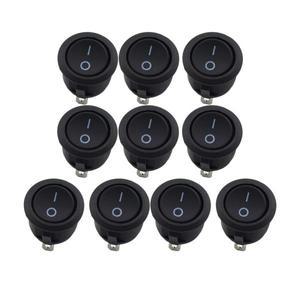 10Pcs SPST 스냅인 ON-Off 2 핀 라운드 로커 보트 스위치 가전 제품 교체 용 검정색 AC 250V