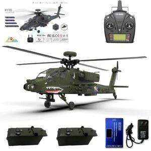 퍼닌디 유 샹 F11 AH64 RC 헬리콥터, 2 4G 6CH 아파치 원격 제어 듀얼 축 공동 구동 플라이바리스 6G/3D 스턴트 카메라 장착 비행기 RTF/2 배터리