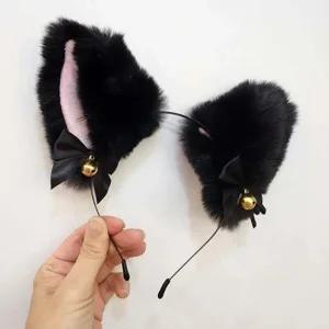 여성 행사 코스프레 고양이 귀 코스튬 머리띠 동물 귀여운 얇은 캐릭터 헤어핀 러블리 큐티 고급 퍼 이벤트