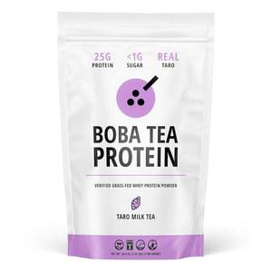 보바 차 단백질 타로 밀크 | 25g 잔디 사료 유청 분리 분말 텐 프리 및 대두 버블 티 음료 진짜 성분 유당 25인분