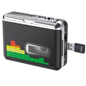 TNOW USB 카세트 플레이어 휴대용 스테레오 테이프에서 MP3 변환기 오디오 음악 기에서 디지털 파일 PC 컴퓨터 이어폰 필요 없음 검은색 BR607