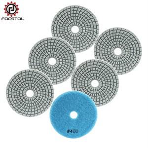 Focstol 4 인치 6pcs 다이아몬드 연마 패드 화강암 대리석 석영 그릿 50-3000 샌딩 디스크 용 100mm 습식