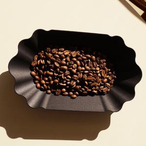 카멜 플리츠 트레이 3P 블랙 커피 원두 디저트 간식 과일 접시