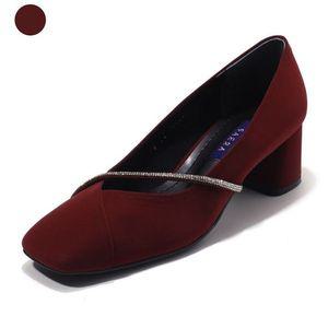 [갤러리아] 세라 여성 수제화 소가죽 스퀘어 메리제인 구두 S23P805 와인 5CM