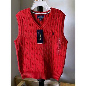 Polo Ralph Lauren 폴로 랄프 로렌 보이즈 7 베스트 탑 NWT 미니 케이블 니트 레드 새