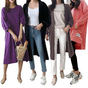 [아이우먼]빅사이즈 원피스 가을 겨울 롱 가디건 기모 롱 티셔츠