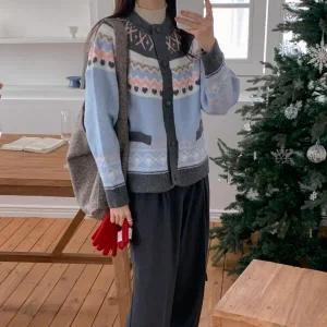 /신상오픈런 노르딕 크리스마스 연말룩 알록달록 니트가디건