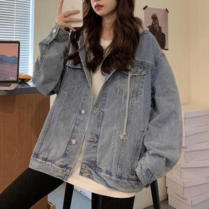 [오노마] ONM 탈부착 후드 여성 데님자켓 루즈핏 간절기 청자켓