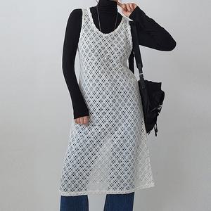 포근 울 레이스 뷔스티에 레이어드 롱원피스