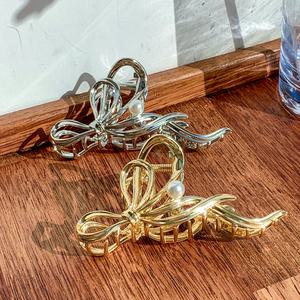 물결 진주 헤어집게핀 올림머리(실버/골드) 집게핀 명품머리핀 프랑스핀 머리핀