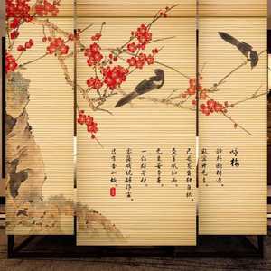 대나무 커튼 롤 스크린 산수화 매화 파티션 전통 일식 찻집