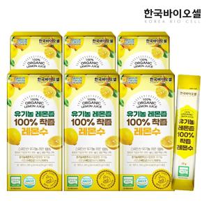 한국바이오셀 유기농 레몬즙 100 NFC착즙 레몬수 스틱 6박스(20g x 84포)