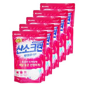 엘지 테크 산소크린 가루형 산소계 표백제 1kg 5개 세탁 빨래 분말