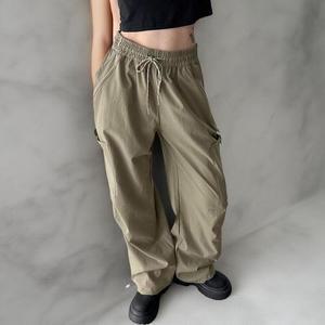 여자 비죠 와이드 스트링 카고팬츠 여름 바지