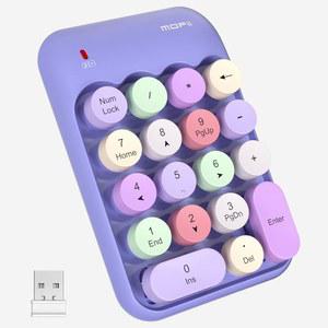 무선 번호 패드 - 보라색 숫자 키패드 18 키 USB 2 4G 원형 키캡 컬러 키패드, 노트북/PC/노트북/서피스 프로용 재무 회계 휴대용 Numpad 10
