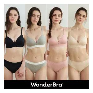 원더브라 Wonderbra 볼륨 스포츠 아웃밴드 노와이어 브라팬티 8종세트 멜란지그레이핑크라이트베이지블랙 W