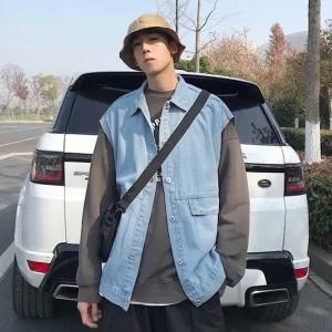 [아우트]데님 조끼 베스트 버튼조끼야상조끼 코디