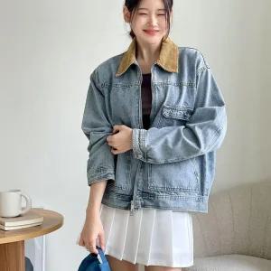 여자 콘트라스트 투웨이집업 큰주머니 청자켓_3