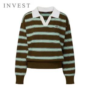 [인베스트]오픈 카라 루즈핏 줄무늬 니트_INI5F1KT2061